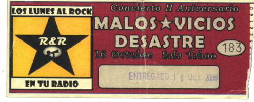 ticket MalosVicios + Desastre